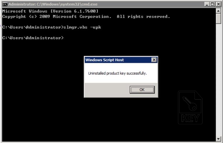 Input "slmgr.vbs -upk",Remove the existing Product Key