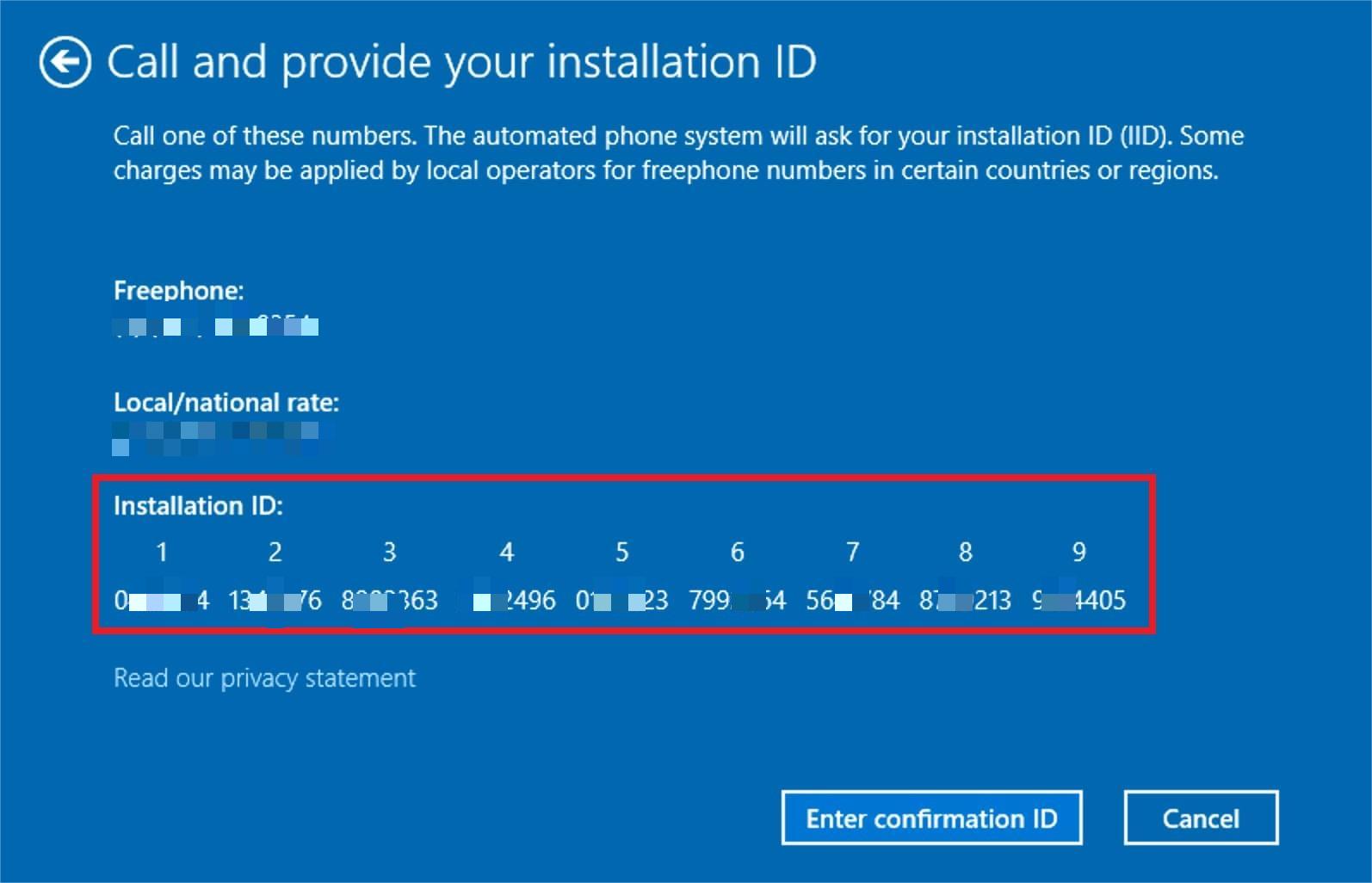 identificador de instalación